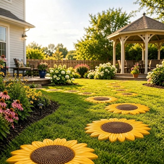 Mallen voor stapstenen - Siliconen mal - Zonnebloem Mallen - Stapsteen Mallen - voor buitenaanleg, patio-pad, tuinpad - 37*37*4CM — afbeelding 5
