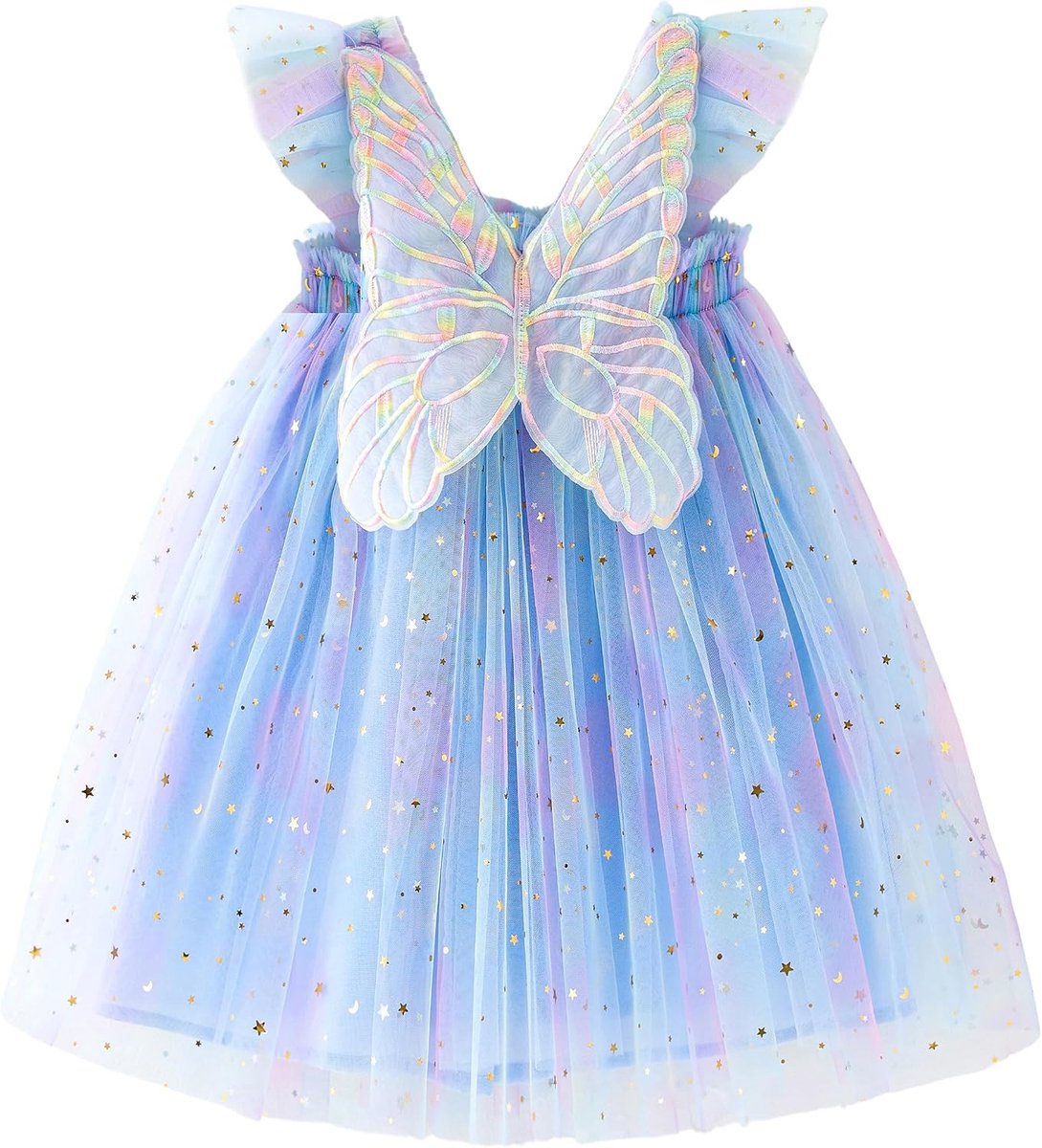 Meisjesjurk, tule, mouwloos, vlinderjurk, prinsessenjurk, verjaardagsfeest