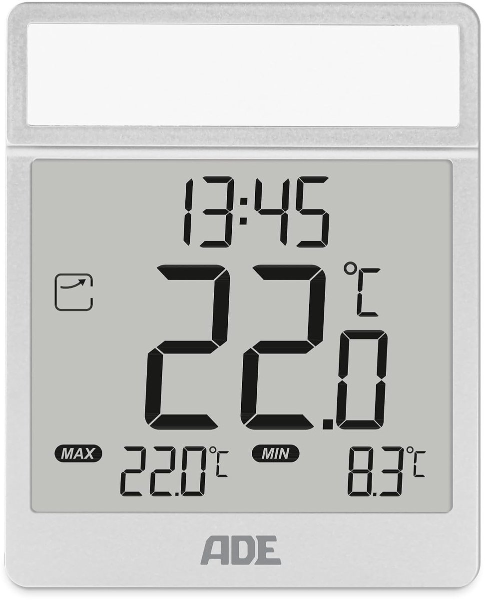 Digitale Buitenthermometer - Zilver - Compact - Weerbestendig met Klok - Voor Buitenmontage