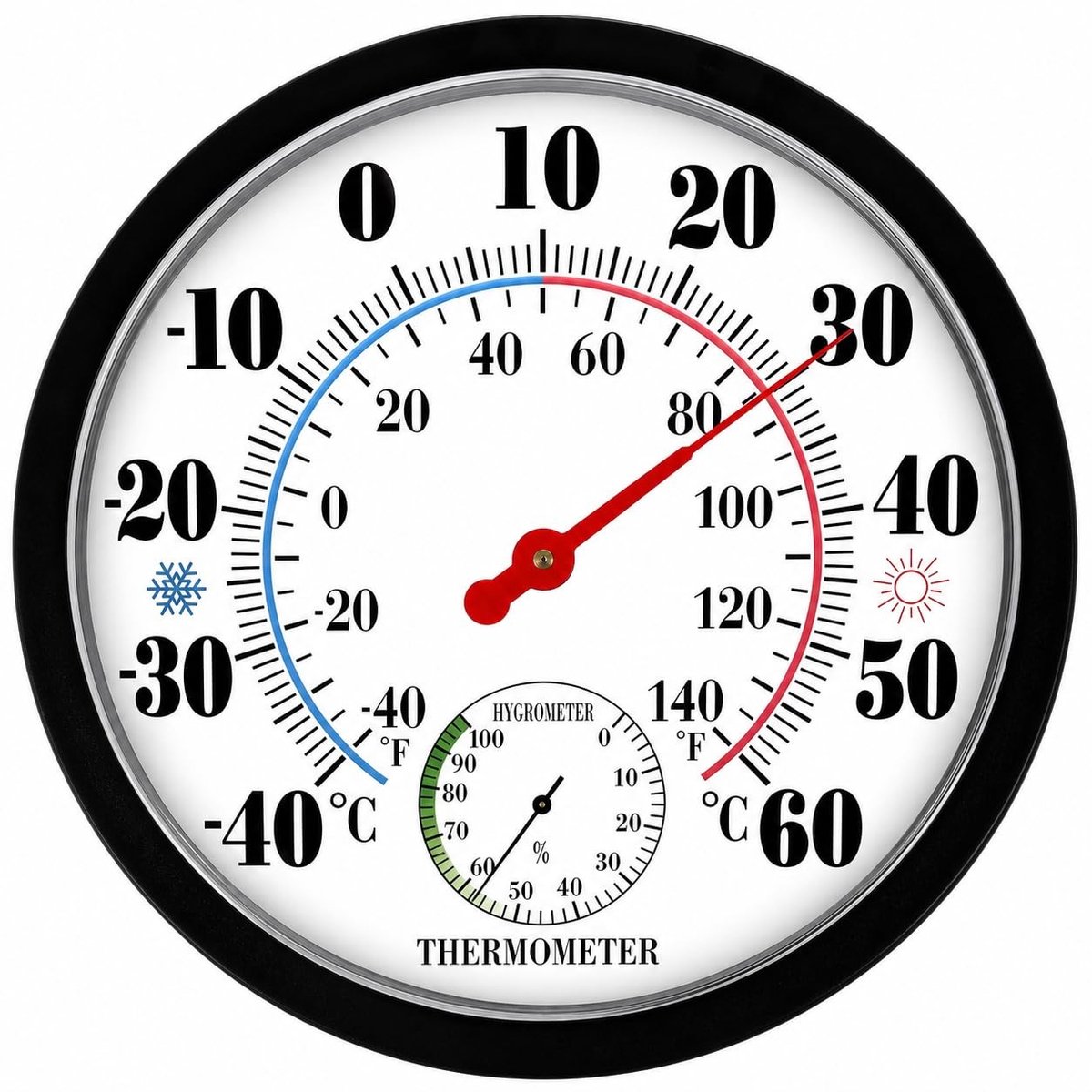 Thermometer en Hygrometer - Meerkleurig - 25,4 x 25,4 x 25,4 cm - Nauwkeurige Wandthermometer voor Binnen en Buiten
