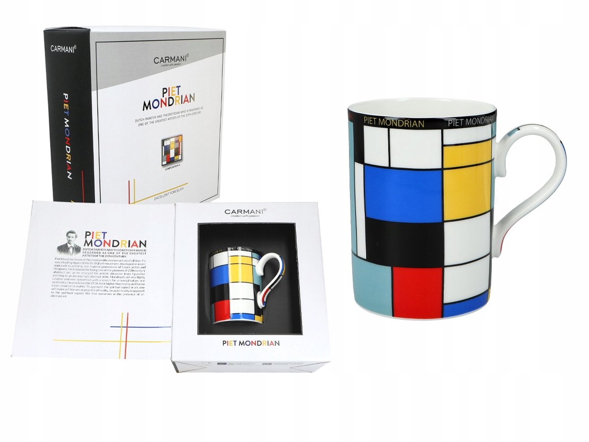 Moderne Mondriaan Mok 'Composition A' - 380 ml