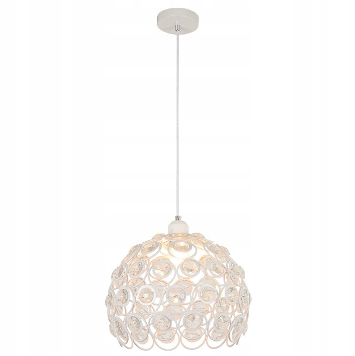 FLORENCE hanglamp met kristal, 1xE27, wit, Ø 30cm