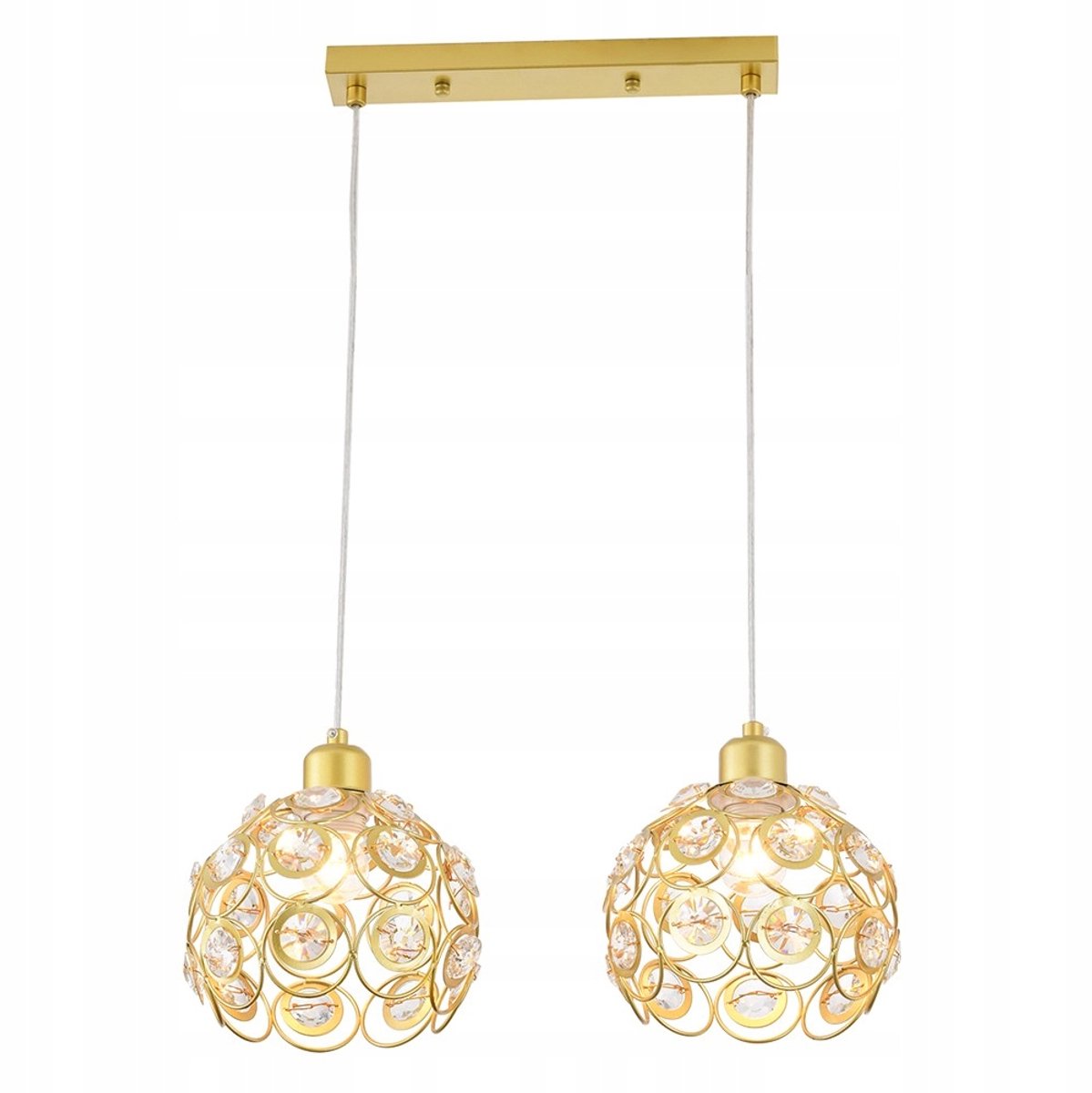 FLORENCE Gouden Kristallen Hanglamp - 2xE27, 56cm Breed