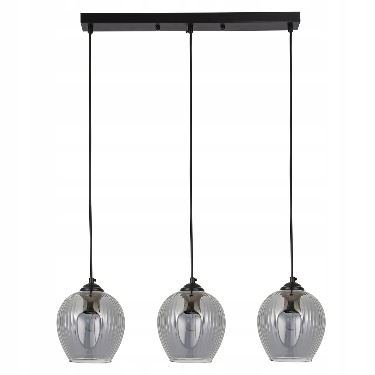 HANSEN hanglamp 3-lichts E27 zwart glas 60 cm breed