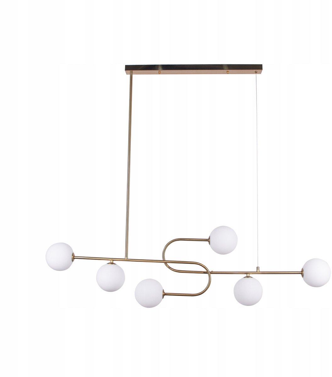 Moderne Gouden Plafondlamp met 6 Glazen Bollen