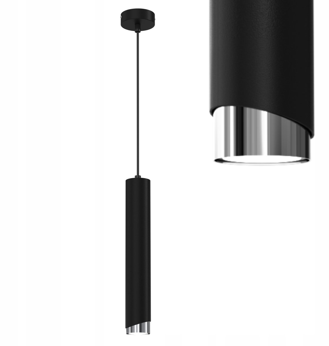 Merkloze Hanglamp Metaal GU10 Zwart/Chroom - Modern Loft Design
