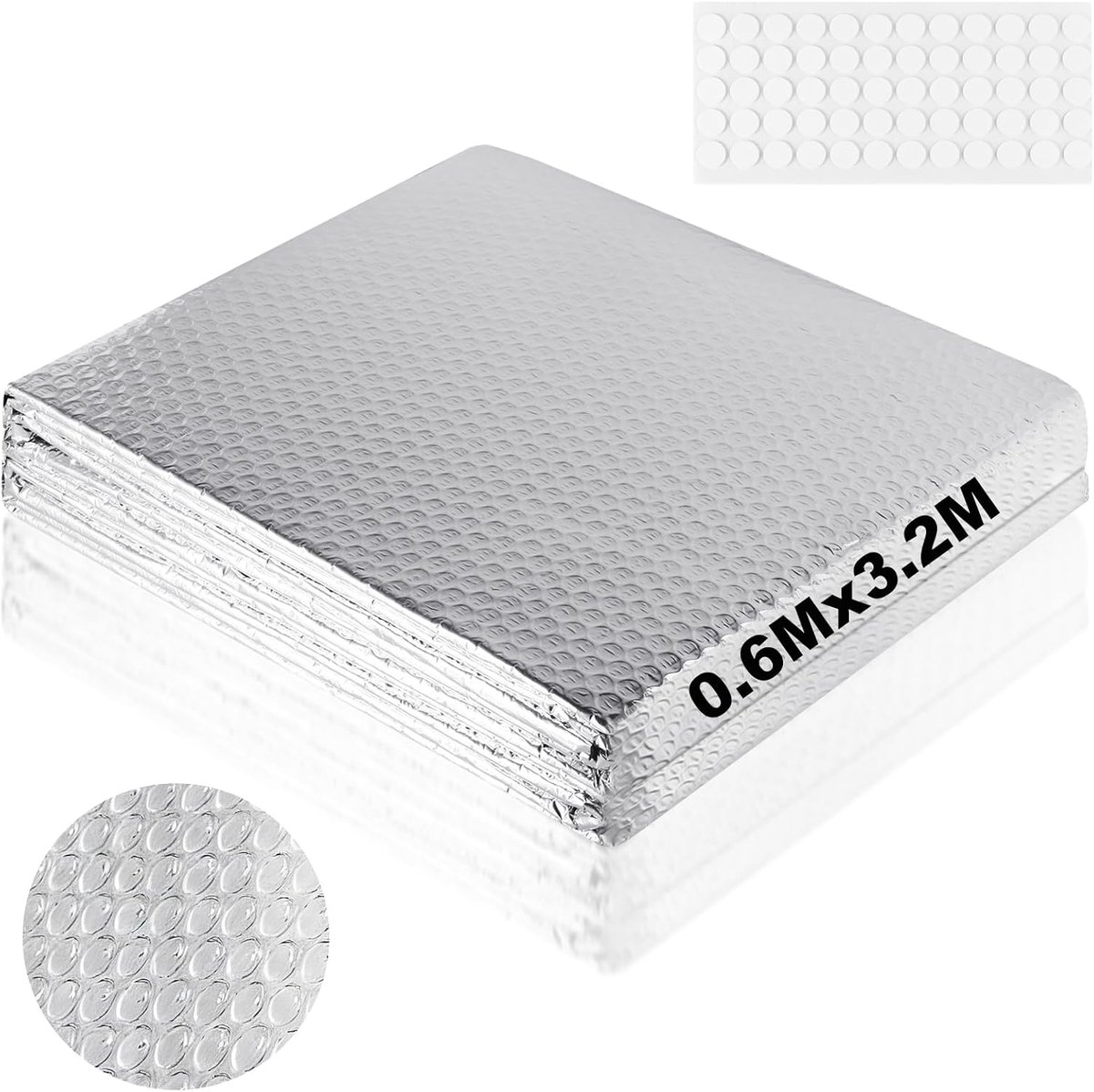 Radiator - reflecterende folie - verwarming - 3 mm dikke isolatiefolie - dubbelzijdige aluminium luchtkussenfolie - thermische folie met kleefpads voor voertuigen - daken - ramen - buizen - enz