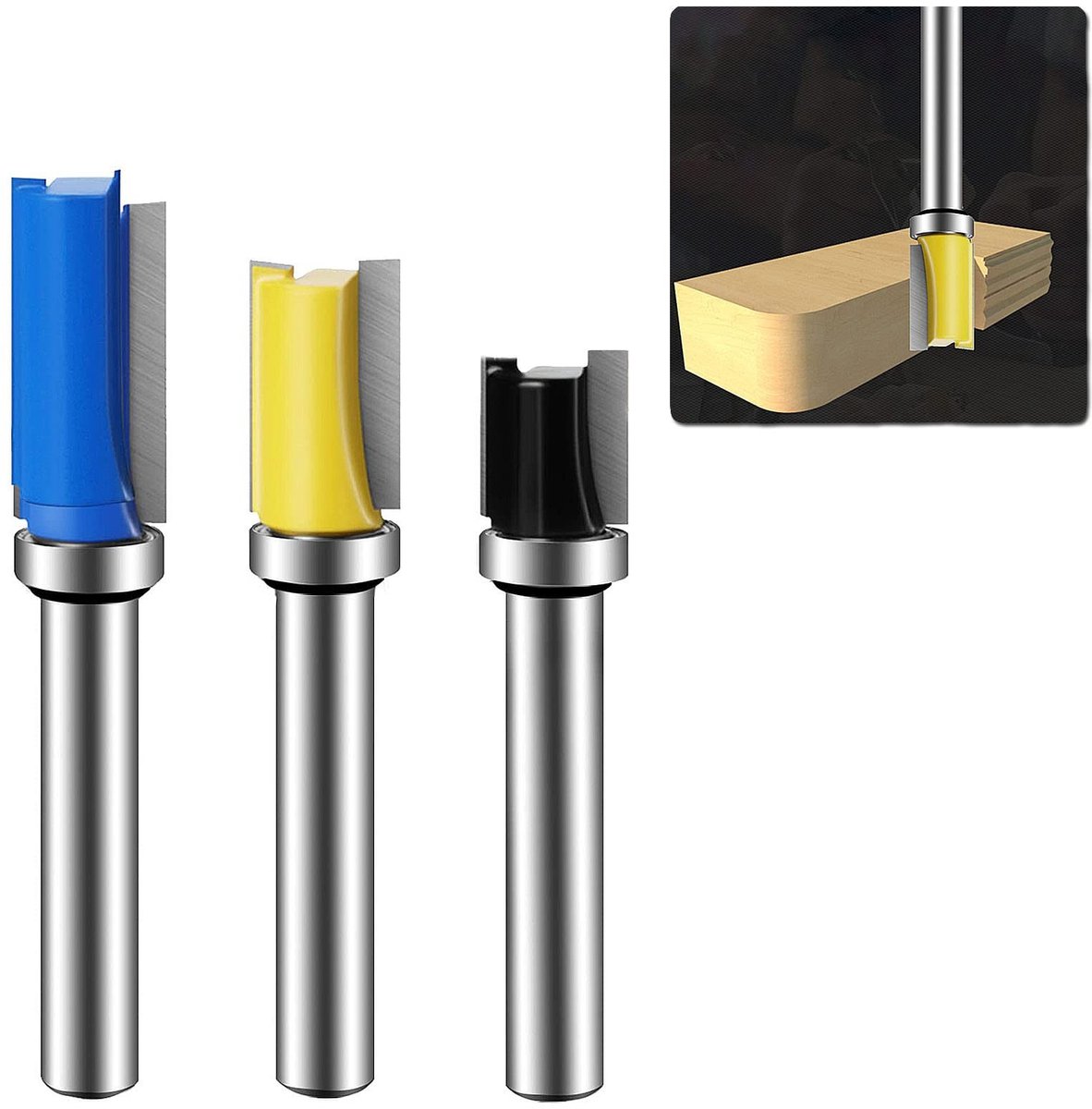 SolidKeus - 3 Stuks Freesbit voor Houtbewerking met 8mm Schacht