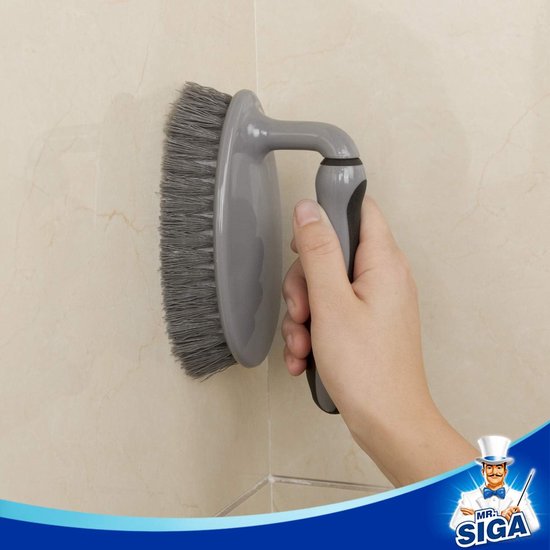 Schoonmaakborstel Set - Schrobber Handvat - Badkamer Reinigen - Comfortabele Antislip Grip - 2 Stuks - Grijs Zwart — afbeelding 4
