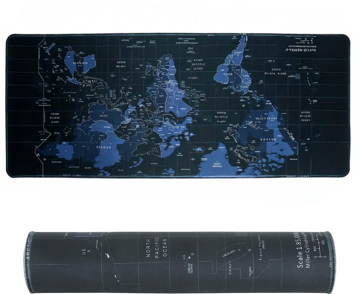 SolidKeus - Grote Gamingmuismat met Wereldkaart, 800×300 mm