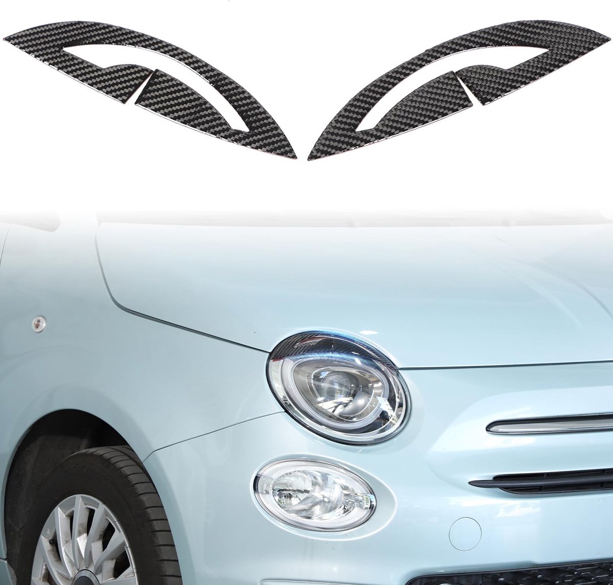 SolidKeus - Headlight Eyebrow Trim voor Fiat 500/Abarth 2016-2023