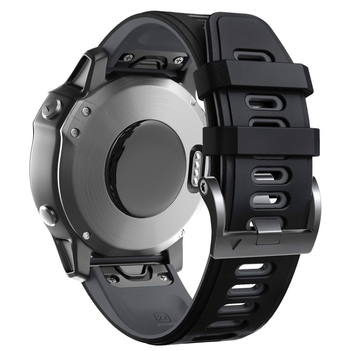 SolidKeus - 22mm Sport Vervangband voor Fenix 7/6 Pro/5 in Zwart/Grijs