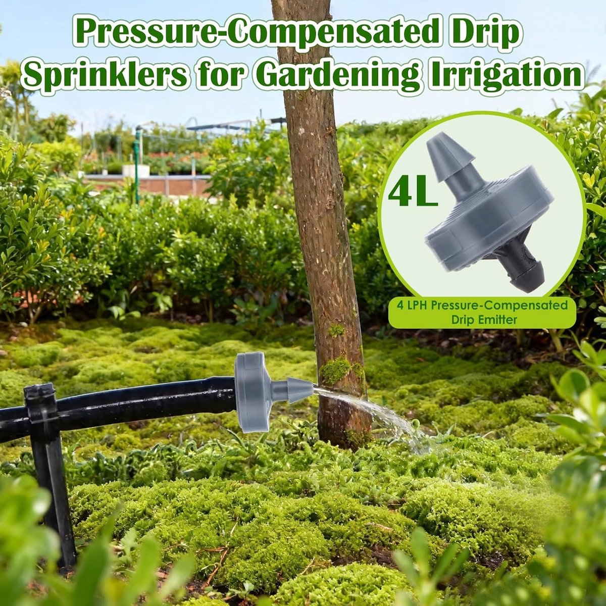 100 Stuks Compensatie Drippers met 4 Liter Drukcompensatie voor Tuinirrigatie, Micro Sprinklersysteem en Waterbesparing