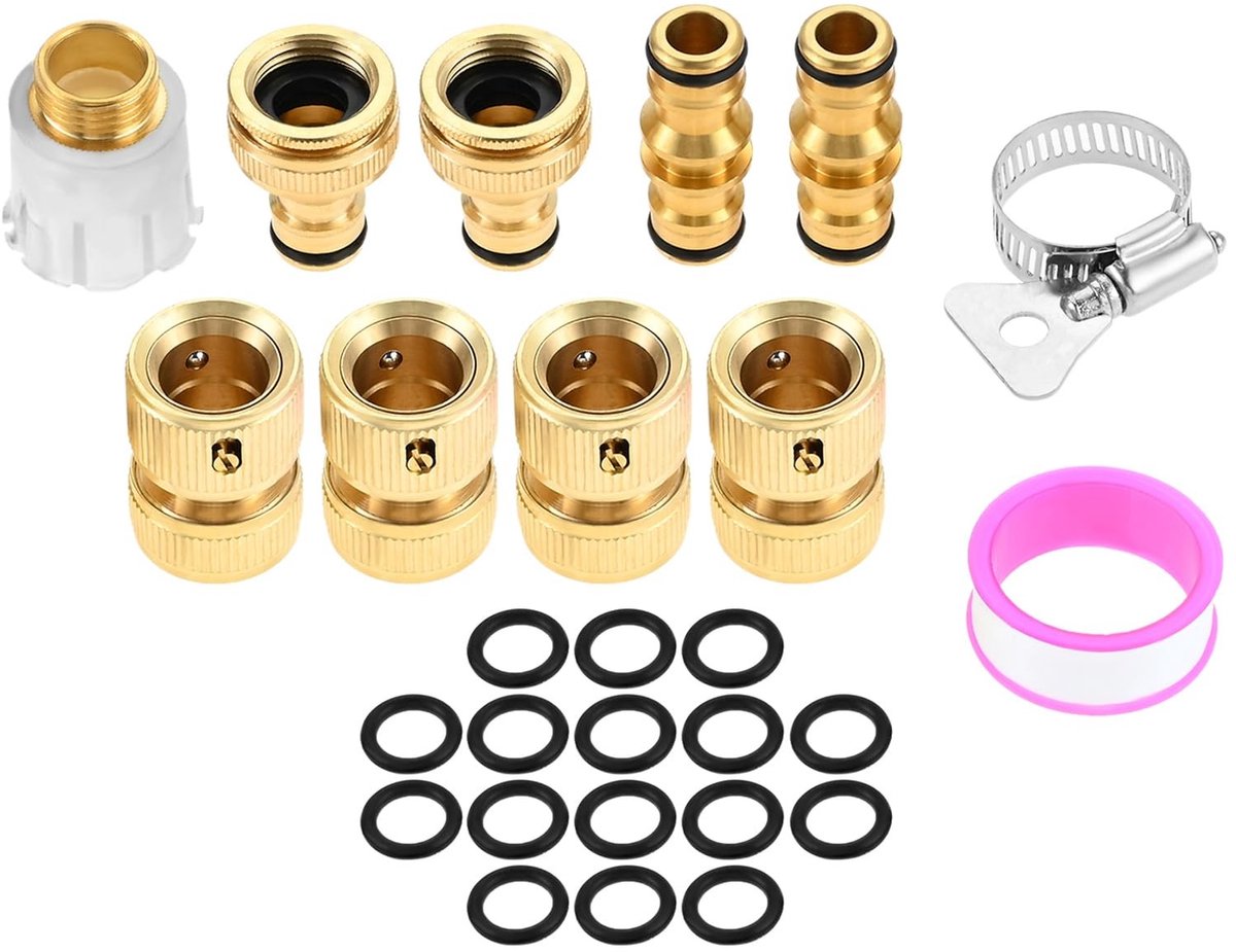 SolidKeus - Set van 9 Messing Slangkoppelingen 1/2 Inch