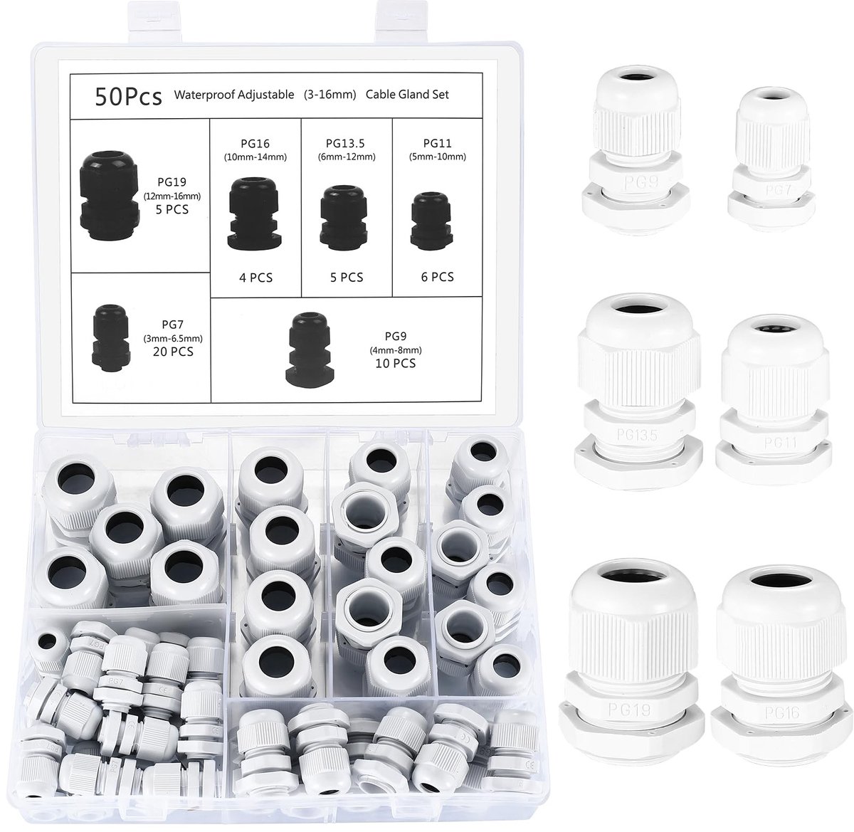 SolidKeus - Set van 50 Waterdichte Kabeldoorvoeren IP68