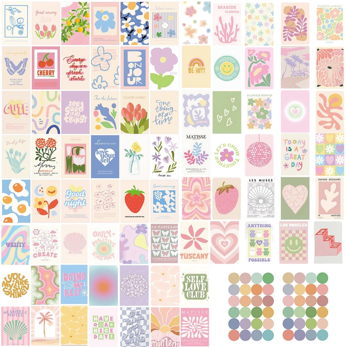 SolidKeus - 80 Stuks Roze Posters en Collageset voor Slaapkamerdecoratie