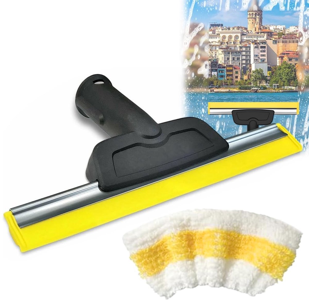 SolidKeus - Vervangende Raamspuitmond voor Kärcher Stoomreiniger met Microvezeldoek Set