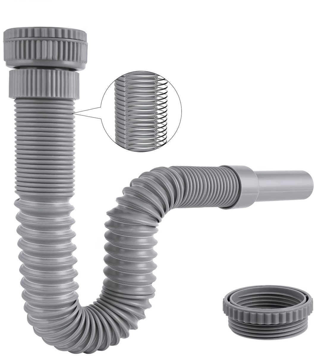 SolidKeus - Flexibele Siphon met Versterkte Stalen Draad, Geschikt voor G1 1/4" en G1 1/2"