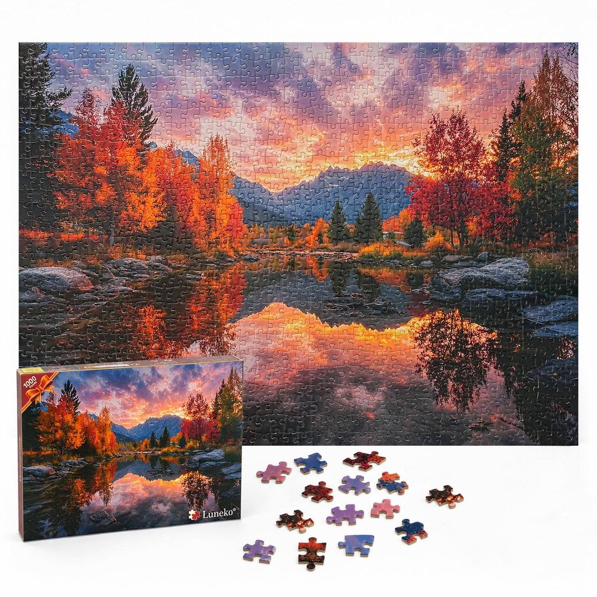 SolidKeus - Puzzel met 1000 Stukjes, Thema Herfstreflecties