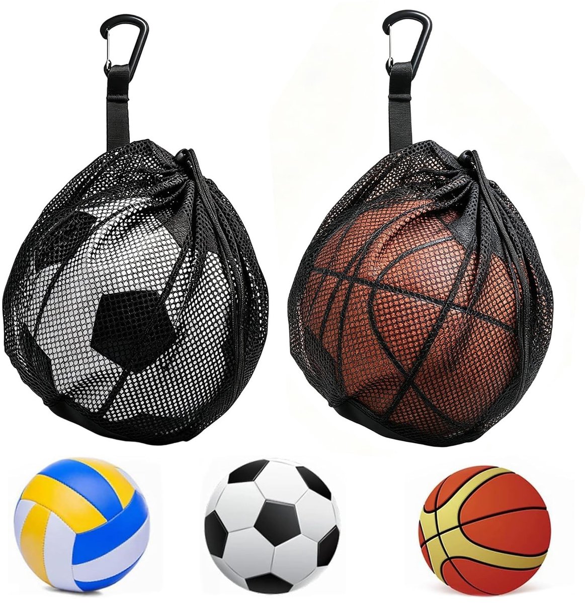 SolidKeus - Set van 2 Opvouwbare Basketbalnetten met Draaghaken