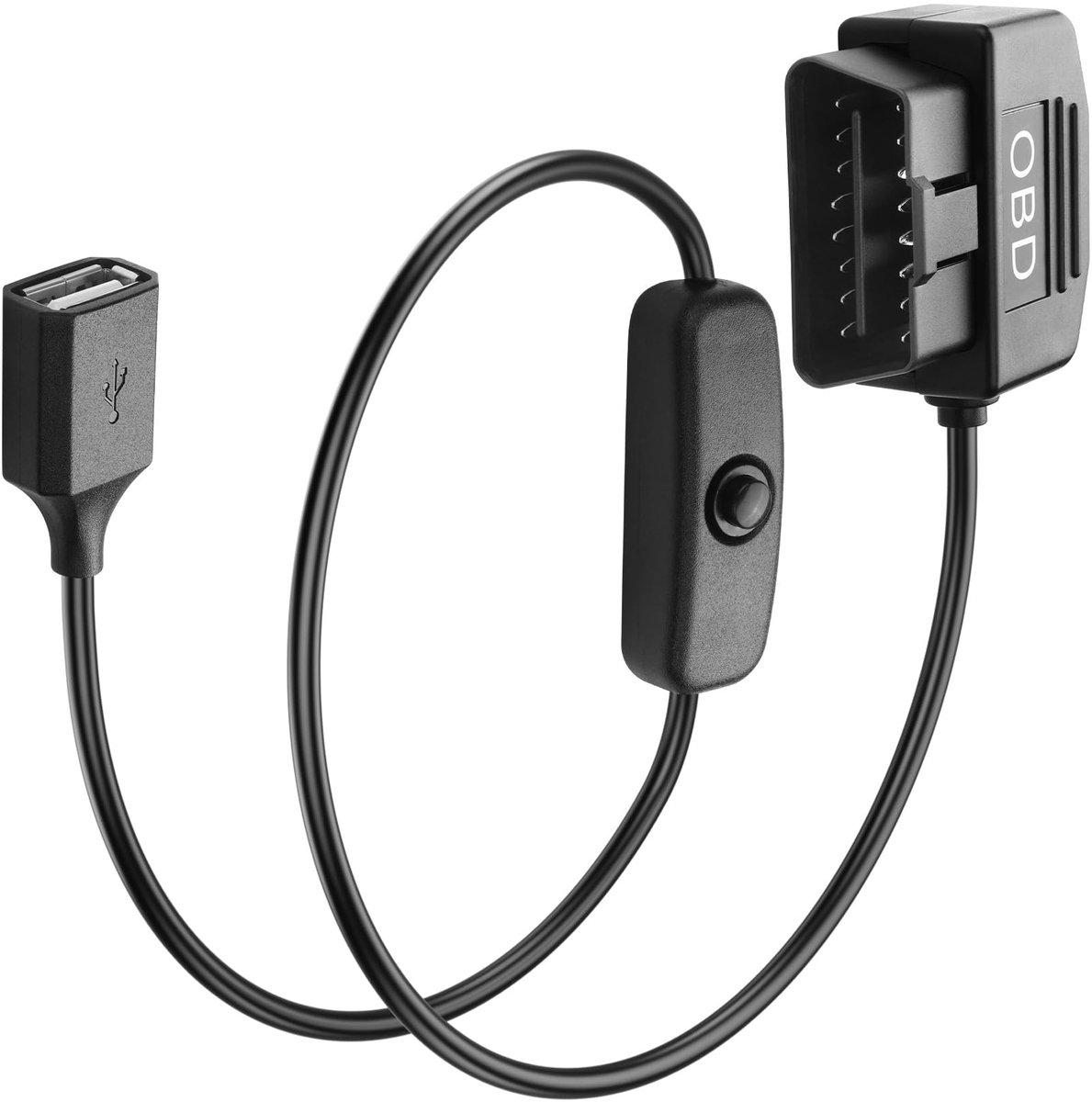 SolidKeus - OBD naar USB Oplaadkabel met Schakelaar voor Dashcam