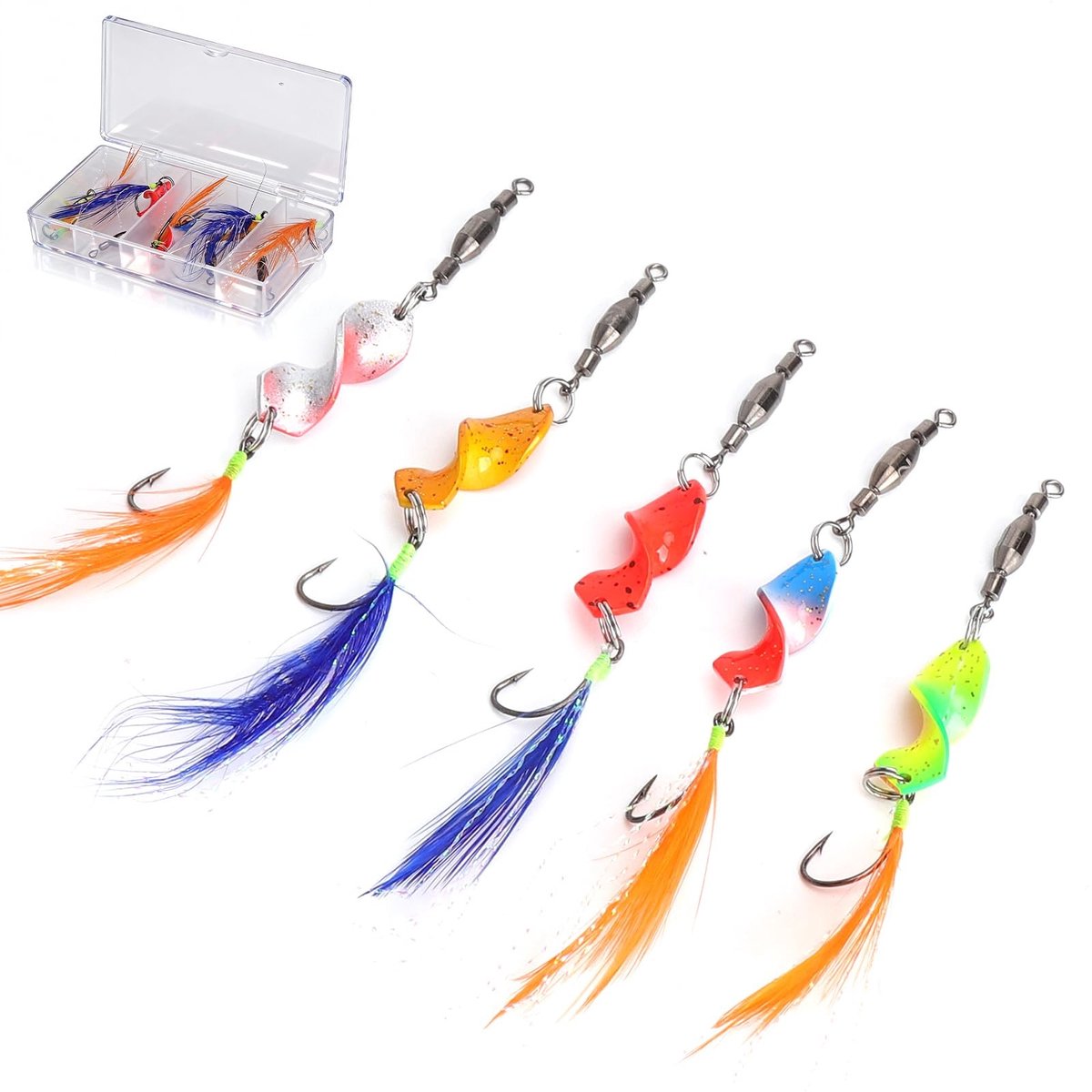 SolidKeus - Set van 5 Twisted Trout Spoons met Opbergdoos