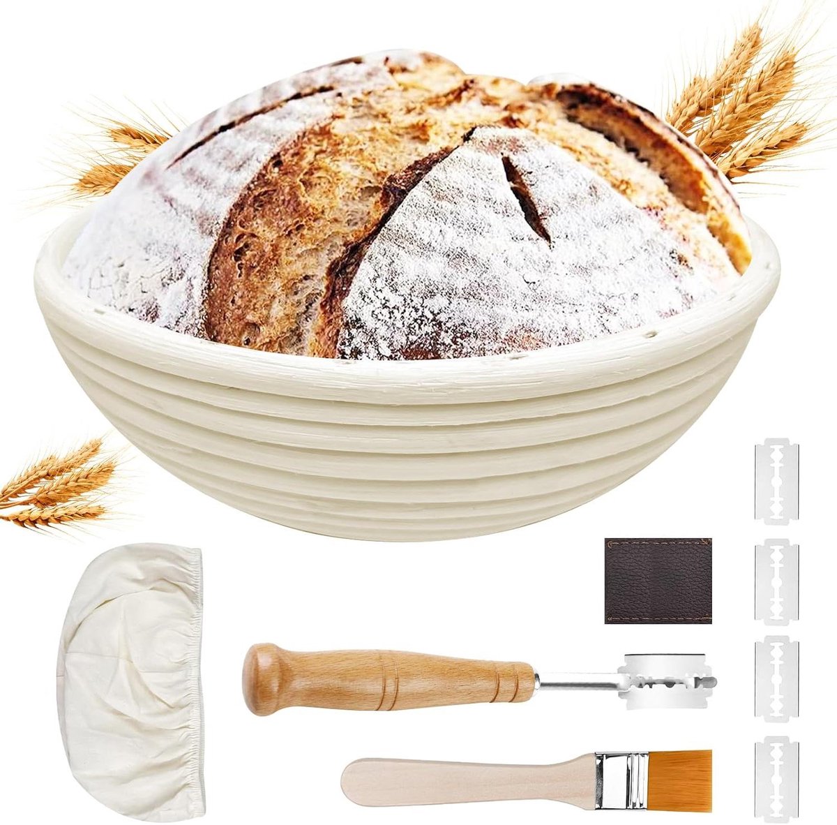Gaarmand Rond - Rijsmand Brood - Brood Bakken - Handgeweven Rotan - 22 cm - Natuurlijk