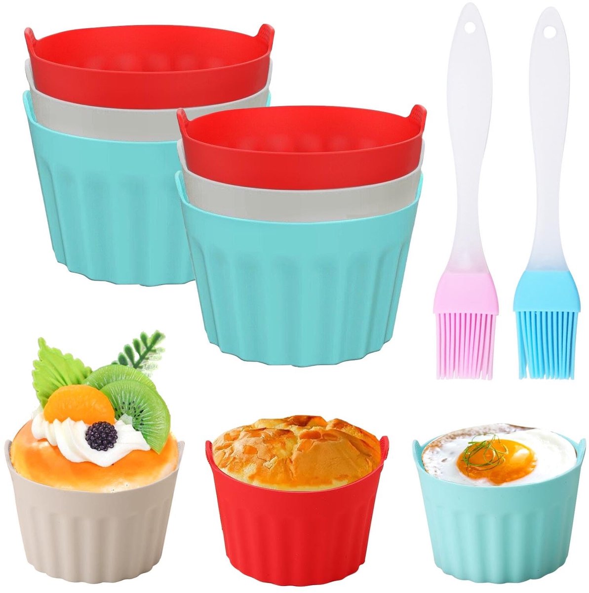 SolidKeus - Silicone Muffin Bakvormen, Set van 6 voor Airfryer