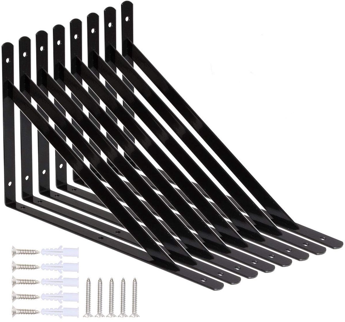 SolidKeus - Set van 8 Hoekplanken met Stalen Beugels voor Wandmontering