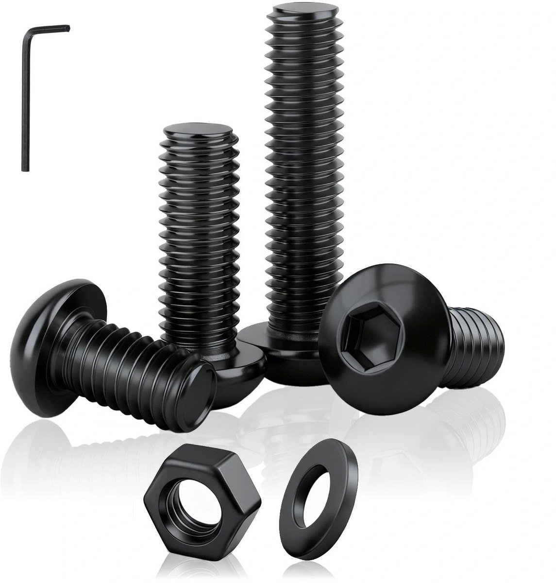 SolidKeus - M3 Hexagon Schroeven Set van 50 Stuks met Moeren en Ringen