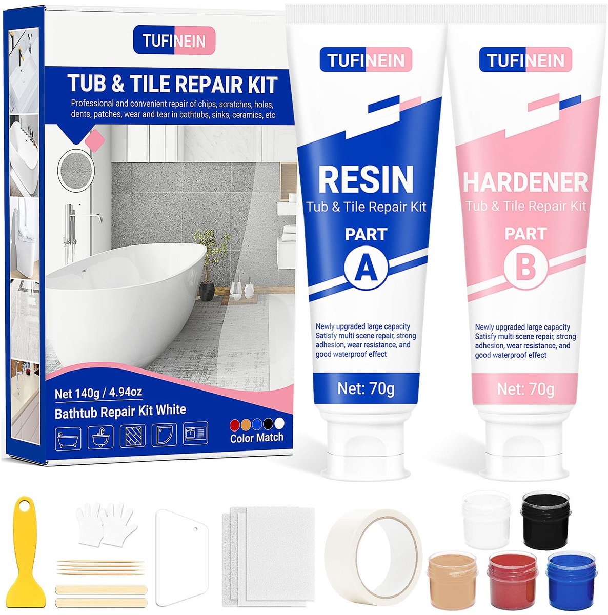 SolidKeus - Badkuip Reparatieset 140g voor Keramiek en Acryl