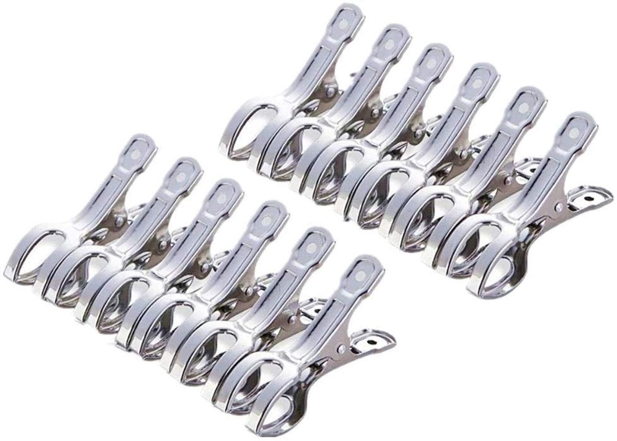 SolidKeus - Set van 12 RVS Handdoek Clips voor Buitenshuis