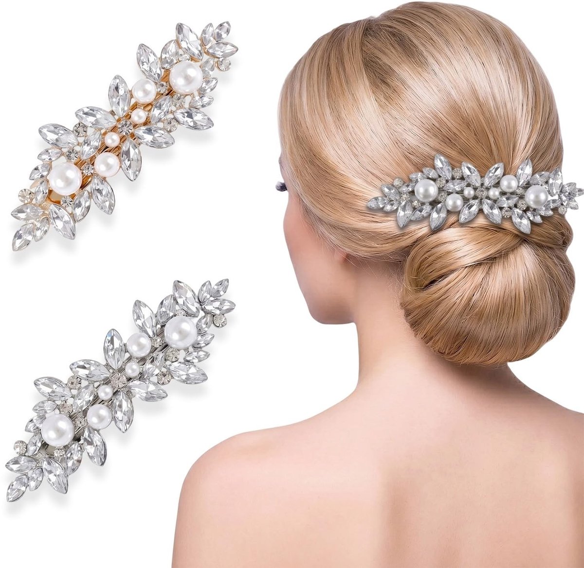 SolidKeus - Set van 2 Elegante Haarspelden met Strass en Parels