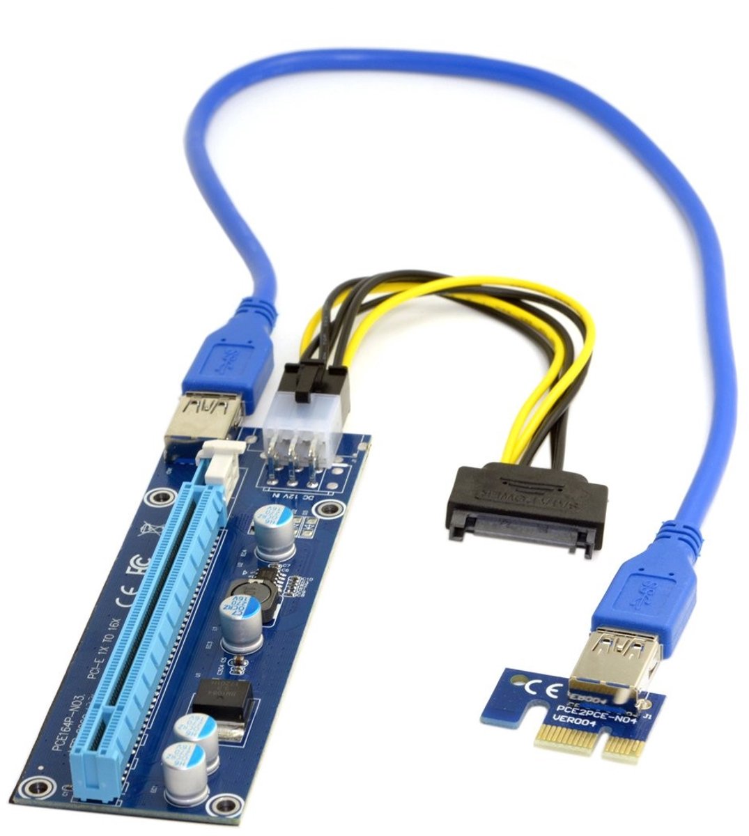 SolidKeus - PCI-E 1x naar 16x Mining Machine Riser Adapter met USB 3.0