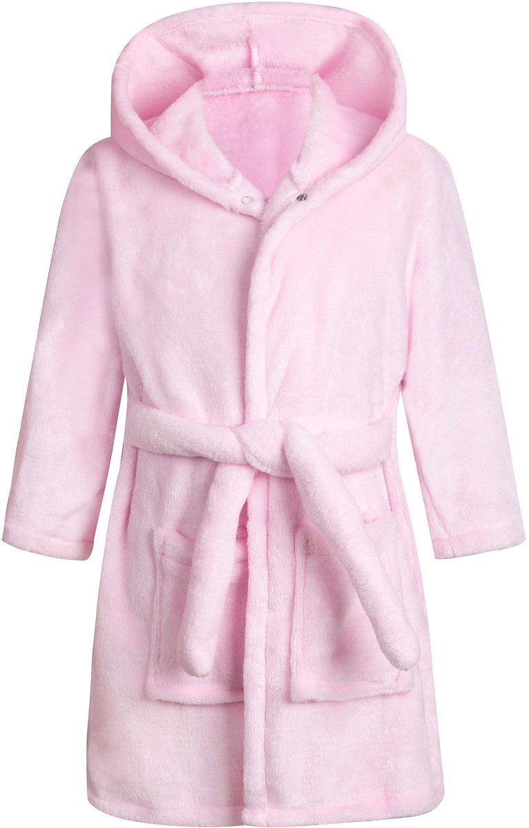 SolidKeus - Zachte Badjas voor Kinderen, Kap Badjas voor 2-9 Jaar, Roze