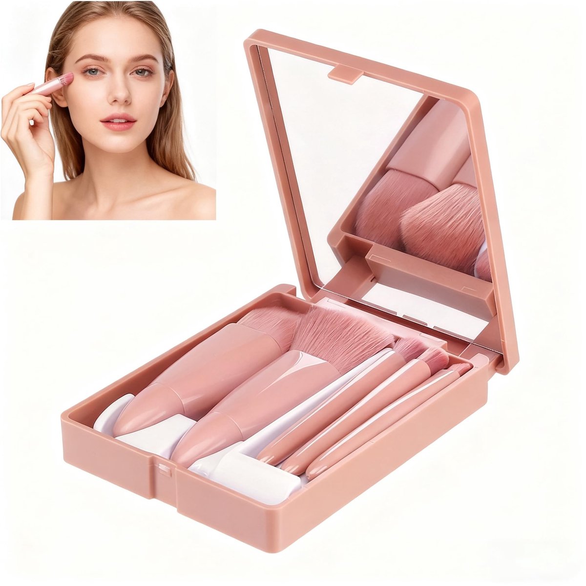 SolidKeus - Mini Make-upkwasten Set met Hard Spiegelhoes (5 Stuks)