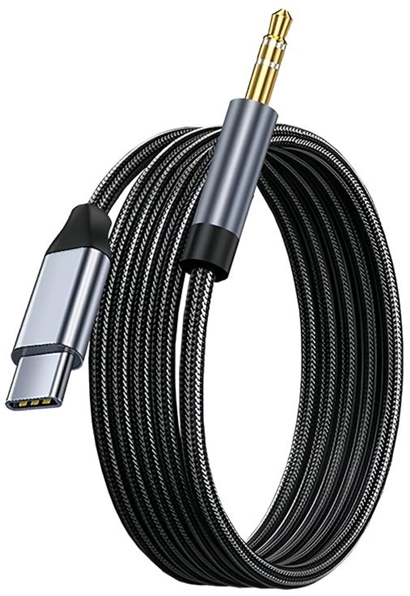 SolidKeus - 1.5m USB C naar AUX Kabel voor Audio