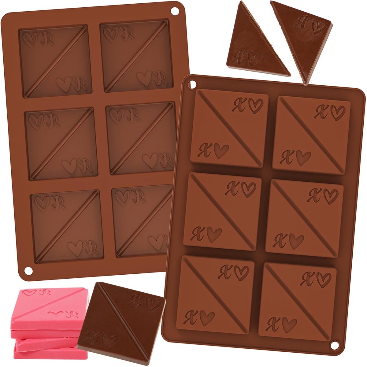 SolidKeus - Silicone Chocoladevormen Set van 2 voor Valentijn