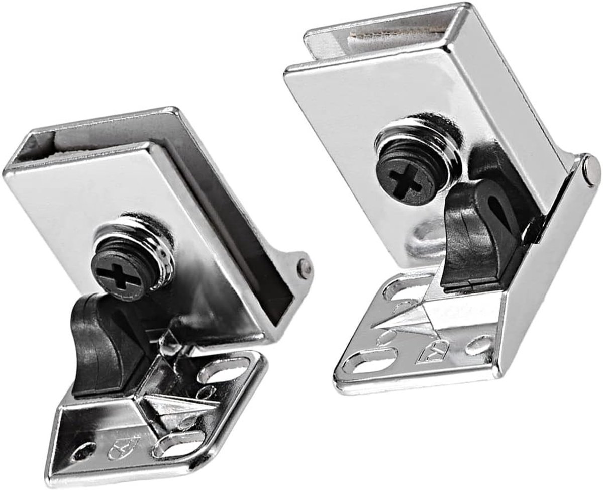 Glazen Deur Scharnier voor 3mm-5mm Glasdikte - 1 Paar Zink Legering Hinge Klem voor Wijnkast, Vitrine en Badkamerdeur