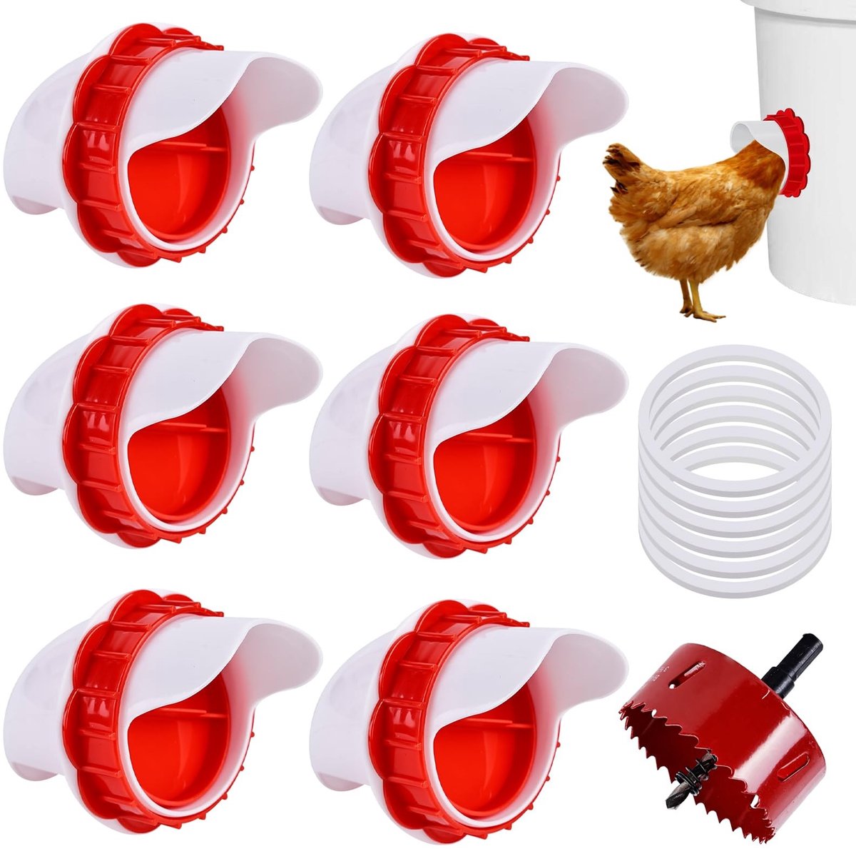 SolidKeus - Set van 6 DIY Voerdispenser voor Kippen