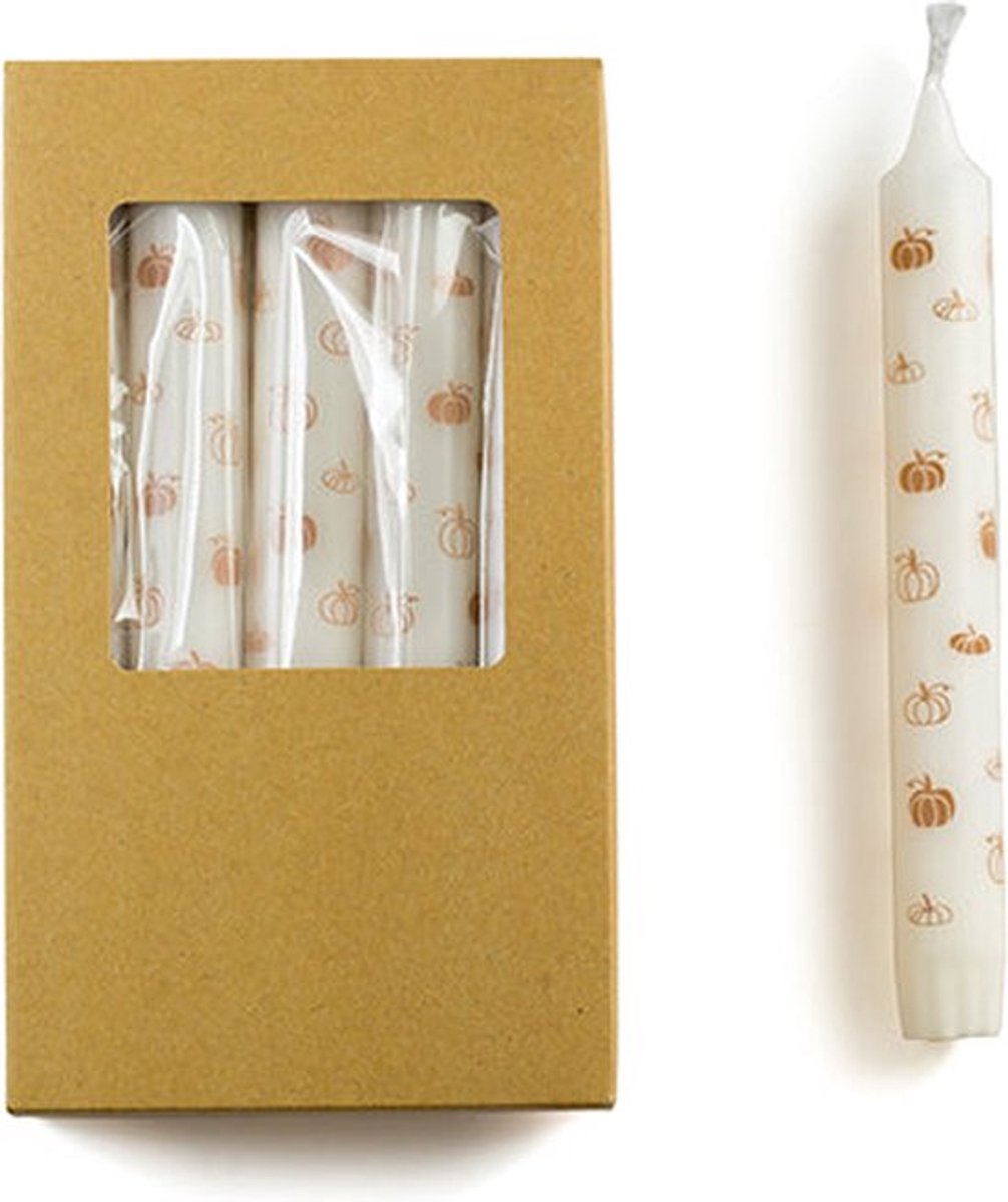 Rustik Lys - Dinerkaarsen met print 'Pumpkin' - 10 stuks