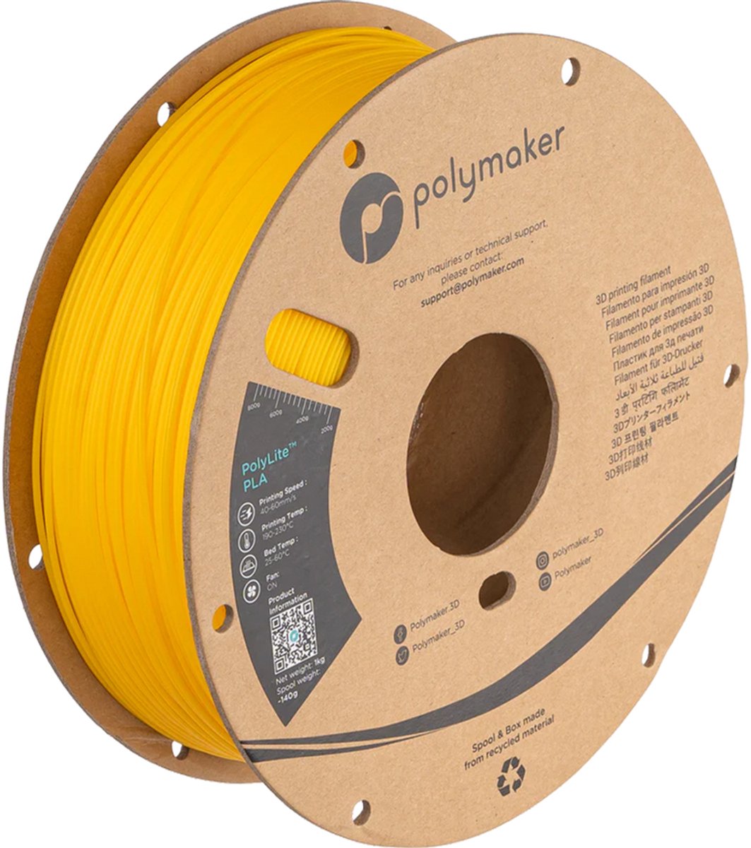 Polymaker PA02007 PolyLite Filament PLA kunststof 1.75 mm 1000 g Geel 1 stuk(s)