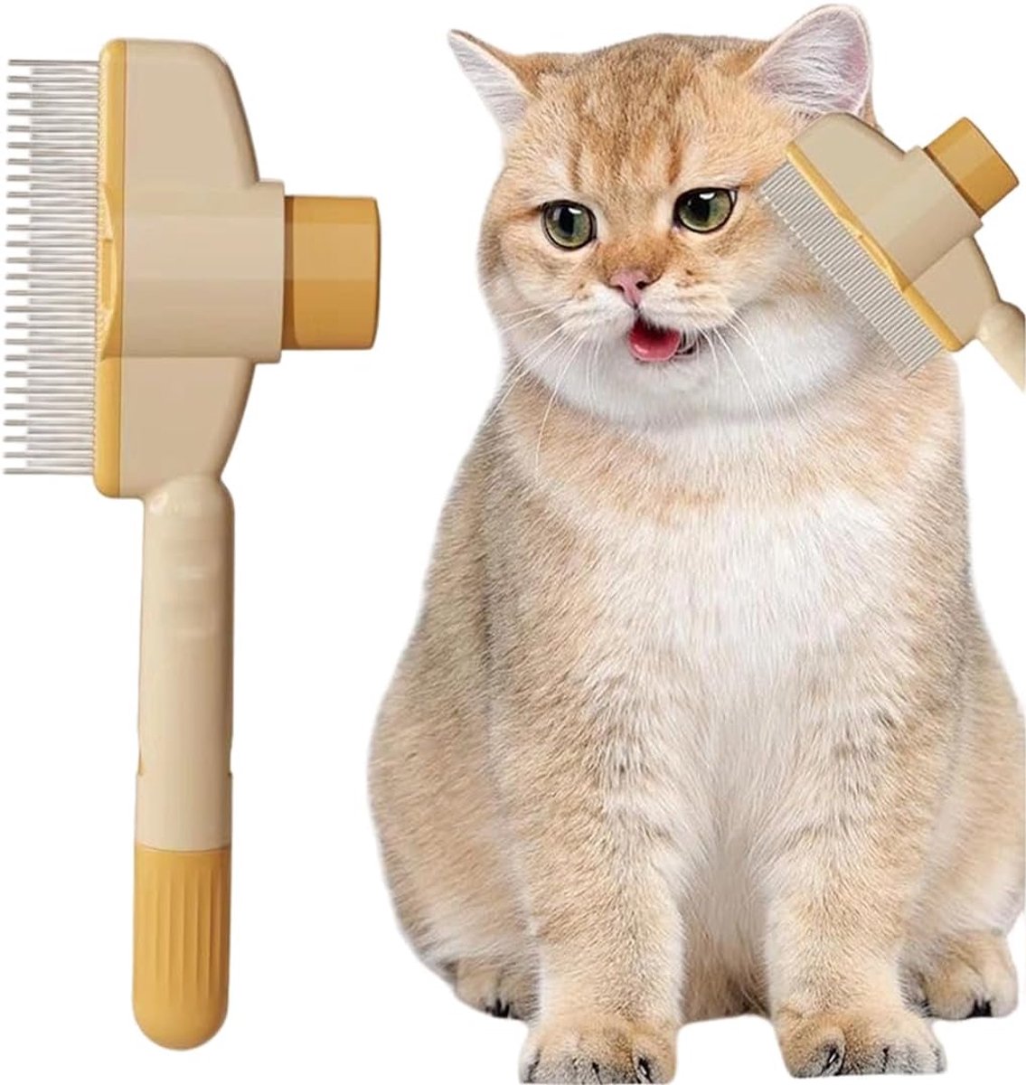 1 kattenborstel, kattenborstel voor vachtverzorging en verzorging, kattenkam met metalen tanden voor zachte verzorging