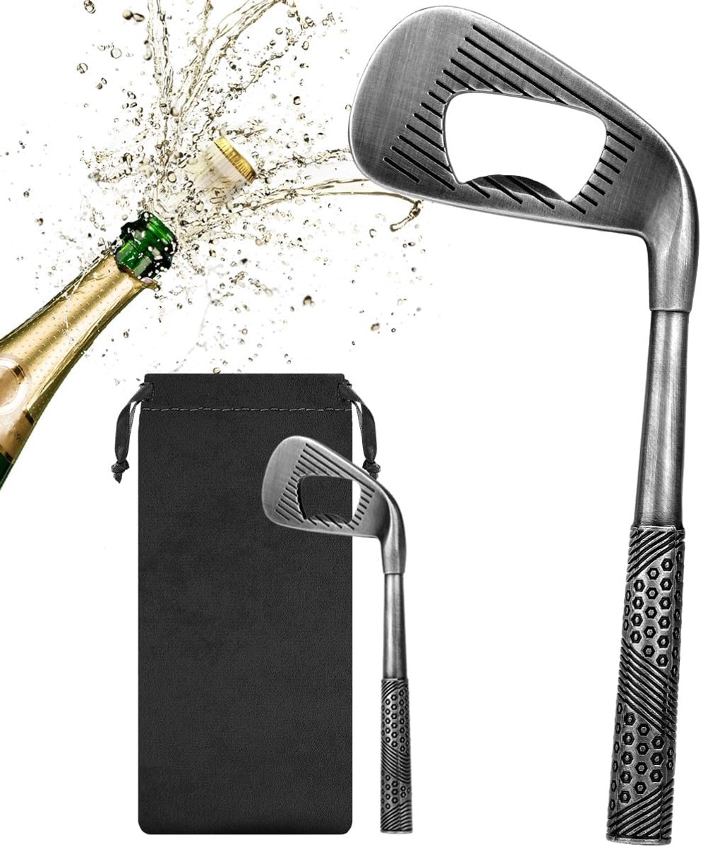 Flesopener, unieke bieropener met geschenkzakje, vadergeschenken kerstverjaardagscadeaus voor mannen vrouwen vader echtgenoot vriend, sportthema bar party flesopener biergeschenken, zilver