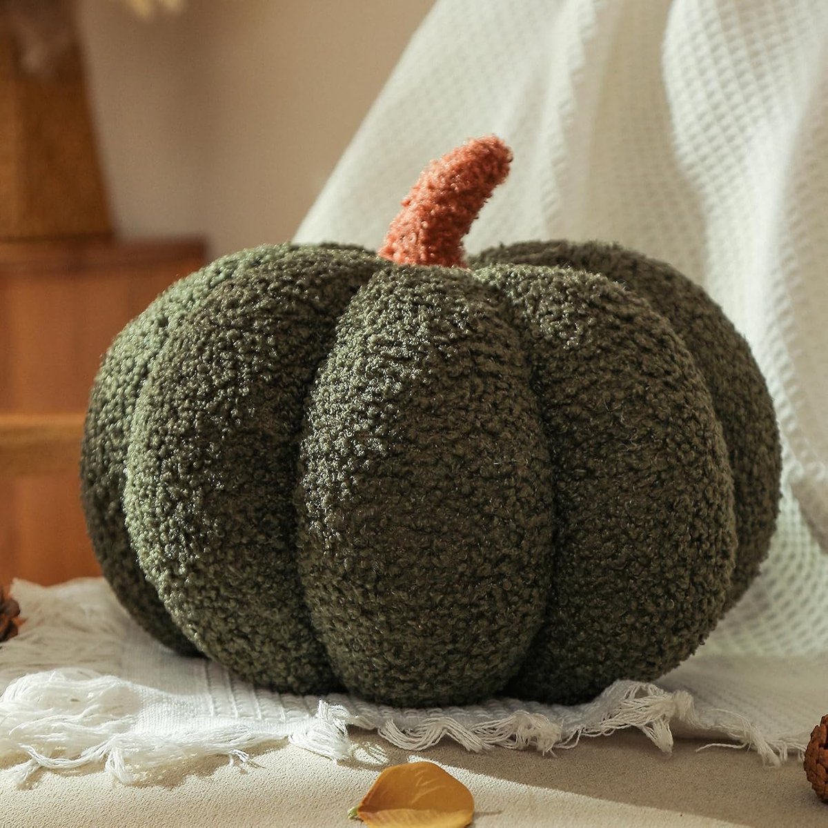 Pompoen Kussen Klein Groen Pompoen Kussen Herfst Decoratieve Kussens, esthetische Kussens voor Fluwelen Sofa Teddy, Woondecoratie, Cadeau 20 cm