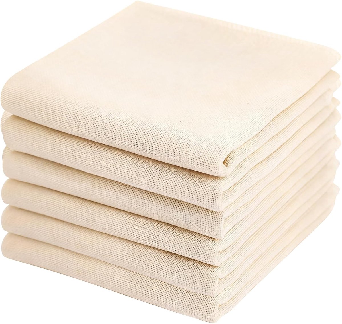 6 stuks voedseltamines, wasbare mousseline meeldraad, voor het koken, kaasdoek, katoen, ademend, filterstof voor het filteren, sap, kaas, thee, specerijen (50 x 50 cm)