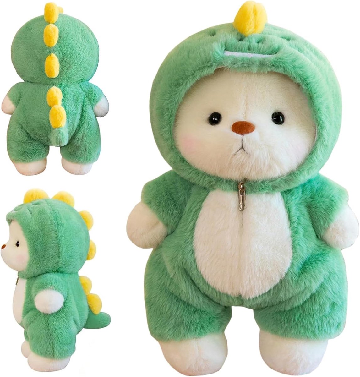 Pluche beer, 30 cm, pluche beer met dinosauruskostuum, teddybeer van pluche en met capuchon, teddybeer voor verjaardag, kerstcadeau (M4)
