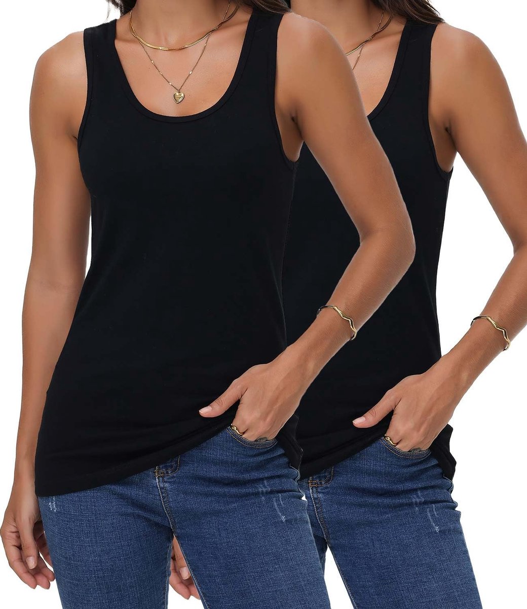 Wirarpa Tanktops voor dames, katoenen onderhemden, tanktop, comfortabele camis, basislaag, verpakking van 2 stuks