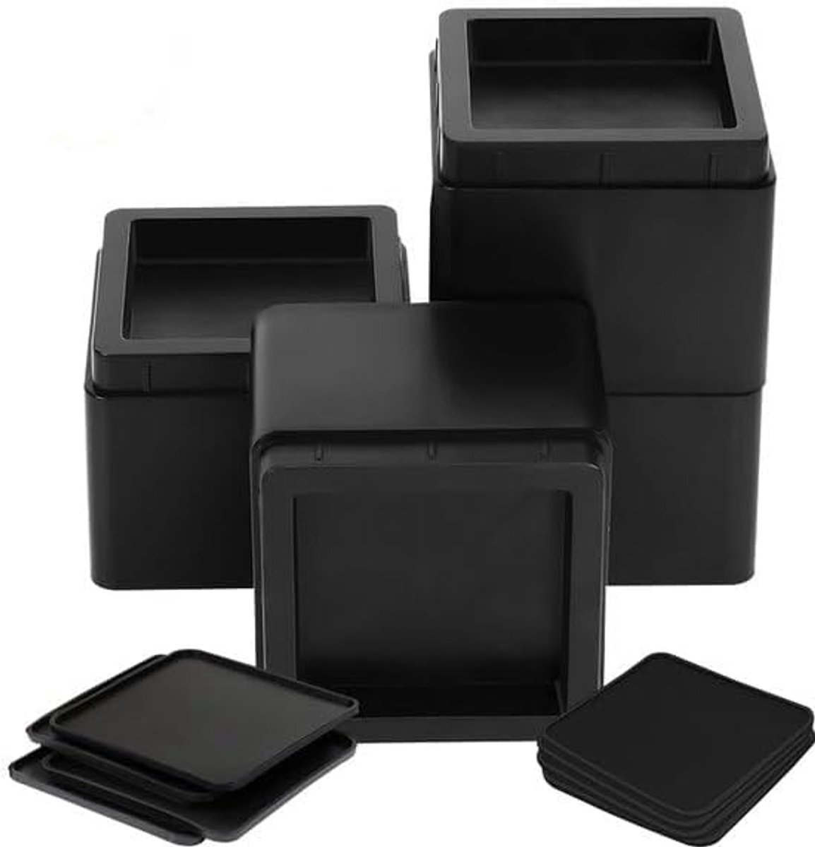 Meubelverhoger Set - Stoelverhogers - Bedklossen - Tafelverhogers - 7,6, 15,2 cm - Max. 567 kg - Modern Zwart Design