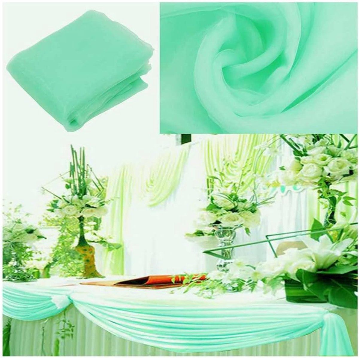 Stof tule stof per meter tafelloper stoelsjerpen bruiloftsboog draperstof foto achtergrondgordijn voor bruiloft party geschenken decoratie knutselen 1,35 m x 5 m licht